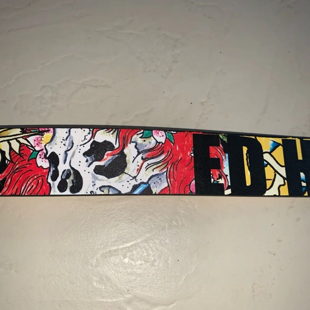 Ed Hardy Men's Reversible Belt Tattoo Dragon Skull Y2K Streetwear Size 42